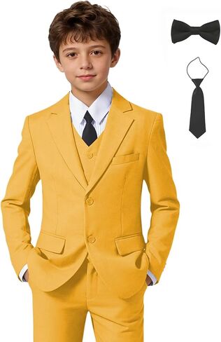 Boys Suits Wedding Ring Bearer Outfits Kids Dress Clothes Easter Prom Formal Tuxedo Suit Set with Bowtie,Tie in Saudi Arabia