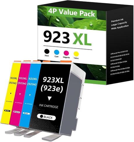 خراطيش حبر 923XL 923e 923 بديلة لخراطيش حبر HP 923XL لطابعات OfficeJet Pro 8130e 8132e 8135e 8138e 8139e 8120 8120e 8125 8130 8135، 4 عبوات، أسود سماوي أرجواني أصفر in Kuwait