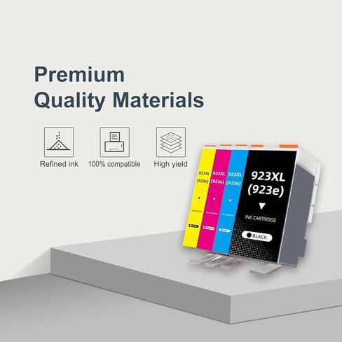 خراطيش حبر 923XL 923e 923 بديلة لخراطيش حبر HP 923XL لطابعات OfficeJet Pro 8130e 8132e 8135e 8138e 8139e 8120 8120e 8125 8130 8135، 4 عبوات، أسود سماوي أرجواني أصفر in Kuwait