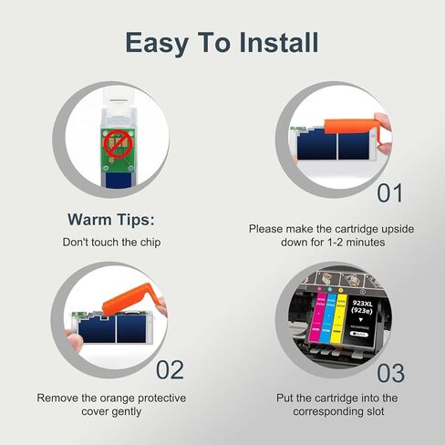 خراطيش حبر 923XL 923e 923 بديلة لخراطيش حبر HP 923XL لطابعات OfficeJet Pro 8130e 8132e 8135e 8138e 8139e 8120 8120e 8125 8130 8135، 4 عبوات، أسود سماوي أرجواني أصفر in Kuwait