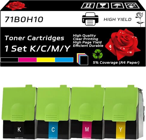 71B0H10 71B0H20 71B0H30 71B0H40 Toner Cartridges Compatible for Lexmark CS417dn CX417de CX517de Printers, with Chip, High Yield 7000 Pages, Clear Printing (4-Pack BK/C/M/Y) in Saudi Arabia