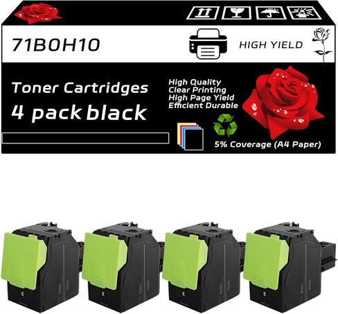 71B0H10 71B0H20 71B0H30 71B0H40 Toner Cartridges Compatible for Lexmark CS417dn CX417de CX517de Printers, with Chip, High Yield 7000 Pages, Clear Printing (4-Pack BK/C/M/Y) in Saudi Arabia