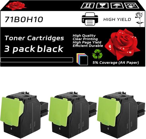 71B0H10 71B0H20 71B0H30 71B0H40 Toner Cartridges Compatible for Lexmark CS417dn CX417de CX517de Printers, with Chip, High Yield 7000 Pages, Clear Printing (4-Pack BK/C/M/Y) in Saudi Arabia