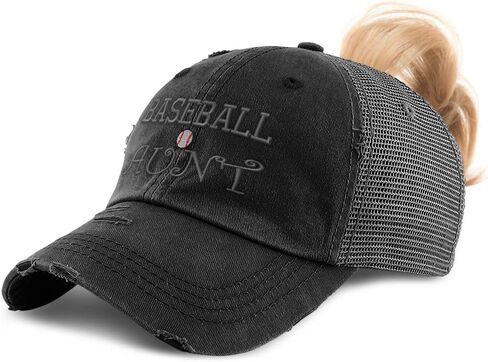 Speedy Pros Womens Ponytail Cap Baseball Aunt Embroidery Cotton Distressed Trucker Hats in Saudi Arabia