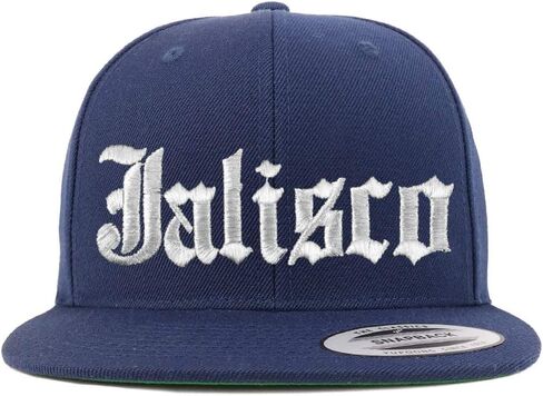 Trendy Apparel Shop Old English Jalisco White Embroidered Flatbill Snapback Baseball Cap in Saudi Arabia