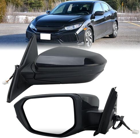 Right Passenger Side Mirror for 2016-2021 Honda Civic Rear Door Mirror Paintable Manual Folding Power Mirror Non-Heat 3 Pins HO1321283 76208TBAC03ZA,Black in Saudi Arabia
