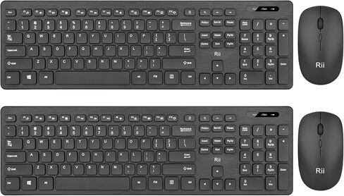 Wireless Keyboard and Mouse Combo - Rii Standard Office PC Keyboard and Optical Wireless Mice (Black) in Kuwait