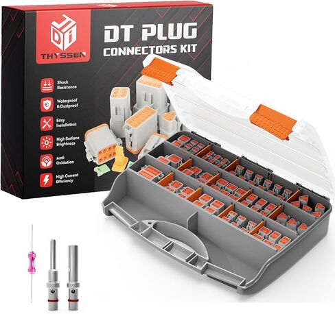 طقم دبابيس موصل ألماني 706 قطعة - سلسلة DT، مع مقاس 16 وصلات صلبة 14-20AWG موصلات مقاومة للماء والغبار مع أداة تفكيك، قابس طرفي للسيارات لإصلاحات العقص الكهربائية in Kuwait