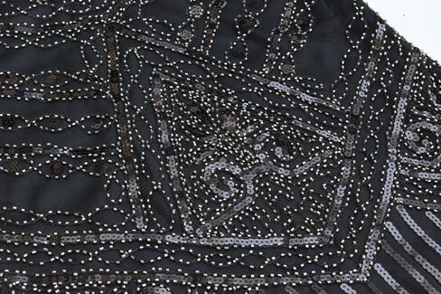 Women's Vintage 1920s Sequin Beaded Tassels Hem Flapper Dress w/Accessories Set (2X-Large, Style03-Black&Silver) in Kuwait