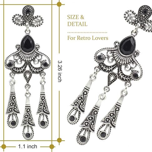 Women's Vintage 1920s Sequin Beaded Tassels Hem Flapper Dress w/Accessories Set (2X-Large, Style03-Black&Silver) in Kuwait