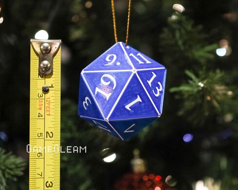 D20 Ornament [Blue and White Holographic, 2"] - Hanging DND Charm Dangler Dodecahedron - A Magical Christmas Tree Holiday Season Gift for him or her - GameGleam in Saudi Arabia