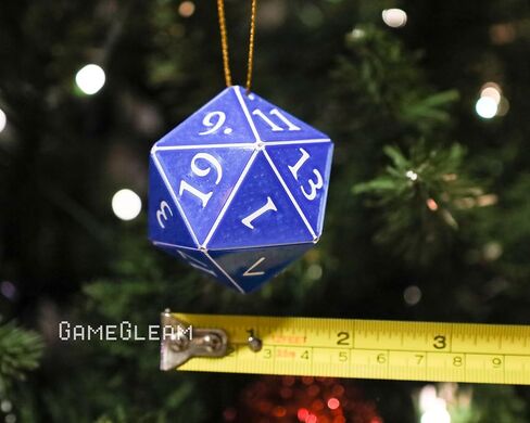 D20 Ornament [Blue and White Holographic, 2"] - Hanging DND Charm Dangler Dodecahedron - A Magical Christmas Tree Holiday Season Gift for him or her - GameGleam in Saudi Arabia
