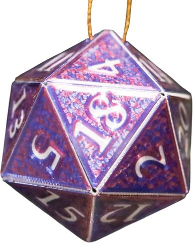 D20 Ornament [Purple/Blue and Silver Holographic, 2"] - 3D Hanging DND Charm Dangler Dodecahedron - A Magical Christmas Tree Holiday Season Gift for him or her - GameGleam in Saudi Arabia