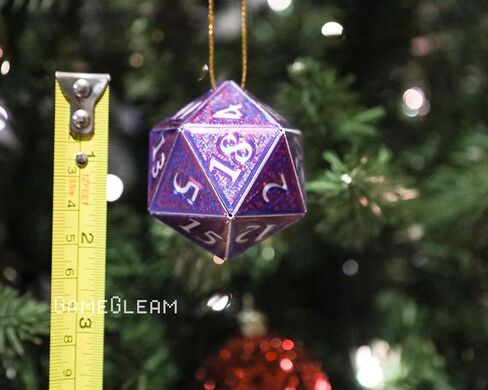 D20 Ornament [Purple/Blue and Silver Holographic, 2"] - 3D Hanging DND Charm Dangler Dodecahedron - A Magical Christmas Tree Holiday Season Gift for him or her - GameGleam in Saudi Arabia