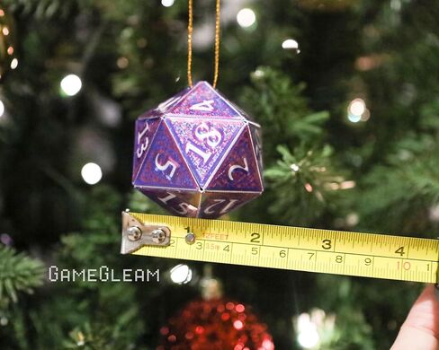 D20 Ornament [Purple/Blue and Silver Holographic, 2"] - 3D Hanging DND Charm Dangler Dodecahedron - A Magical Christmas Tree Holiday Season Gift for him or her - GameGleam in Saudi Arabia