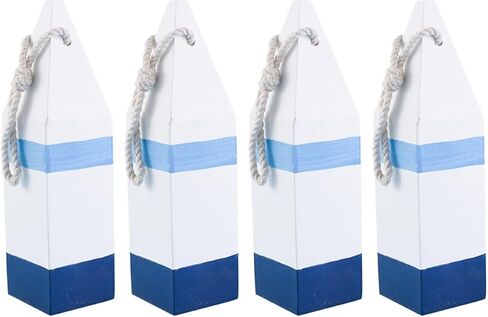 DECHOUS 4Pcs Wooden Buoy Decor: Decorative Buoys with Rope Nautical Wall Hanging Decor - Blue White Mediterranean Ornament for Coastal Home Living Room Bathroom - 10 Inch in Saudi Arabia