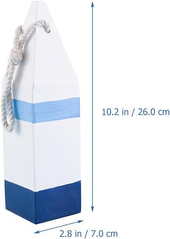 DECHOUS 4Pcs Wooden Buoy Decor: Decorative Buoys with Rope Nautical Wall Hanging Decor - Blue White Mediterranean Ornament for Coastal Home Living Room Bathroom - 10 Inch in Saudi Arabia