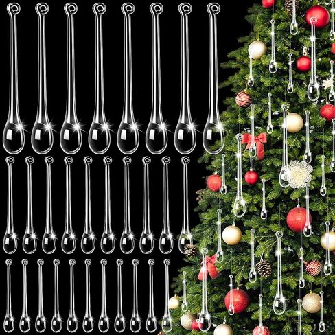 24pcs Christmas Tree Crystal Decorations 4 Styles Clear Acrylic Xmas Tree Icicle Hanging Ornaments for Christmas New Year Holiday Wedding Winter Party Decor in Saudi Arabia
