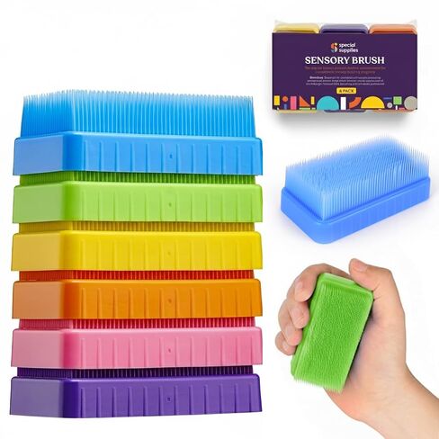 سبيشيال سابلايز 8 قطع من فرشاة العلاج الحسي للعلاج بالفرشاة المهنية والحسية، ادوات تحفيز وتهدئة للاطفال والكبار، شعيرات مرنة ناعمة، خالية من اللاتكس - مموه in Kuwait