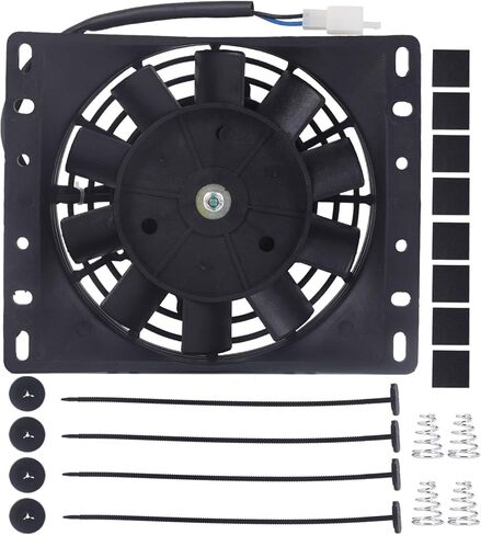 Electric Radiator Cooling Fan Kit 6" Slim Black 600CFM 3000RPM Universal, Compatible with Ram 1500 2011-2018 & for 3500 2011-2018 & for 2500 2011-2018, Replaces # A0028A0141 in Kuwait