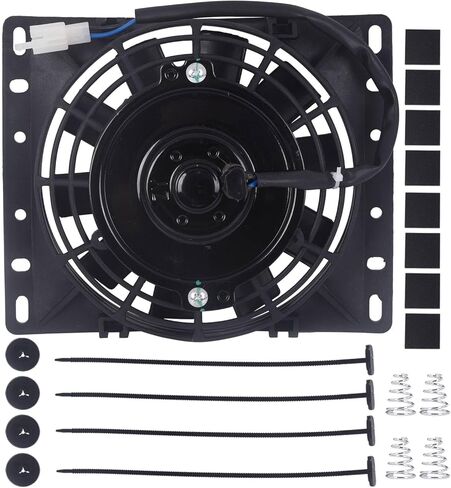 Electric Radiator Cooling Fan Kit 6" Slim Black 600CFM 3000RPM Universal, Compatible with Ram 1500 2011-2018 & for 3500 2011-2018 & for 2500 2011-2018, Replaces # A0028A0141 in Kuwait