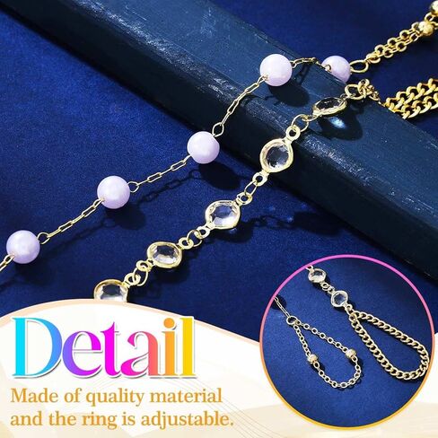 GORTIN Gold Hand Chain Bracelets Rhinestones Link Chain Bracelet Pearl Trendy Hand Chain Jewelry Set for Women Pack of 2 in Saudi Arabia