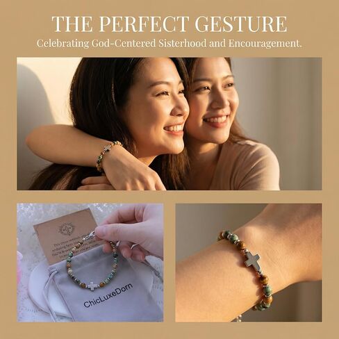 Christian Easter Gifts for Women, Cross Bracelet for Women Religious Faith,Christian Religous Jewelry, Easter Basket Stuffers, Sister Bracelets Birthday Gifts from Sisters in Saudi Arabia