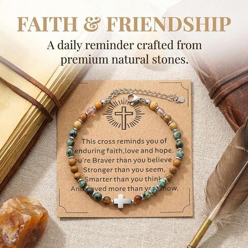 Christian Easter Gifts for Women, Cross Bracelet for Women Religious Faith,Christian Religous Jewelry, Easter Basket Stuffers, Sister Bracelets Birthday Gifts from Sisters in Saudi Arabia