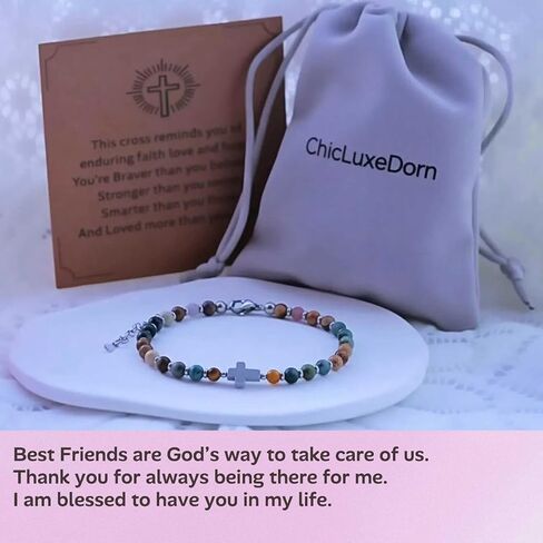 Christian Easter Gifts for Women, Cross Bracelet for Women Religious Faith,Christian Religous Jewelry, Easter Basket Stuffers, Sister Bracelets Birthday Gifts from Sisters in Saudi Arabia