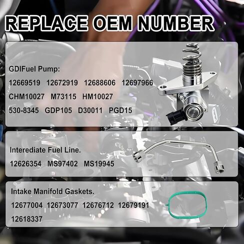 12697966 12688606 GDI High Pressure Fuel Pump Kit Compatible with Chevy Tahoe Silverado GMC Cadillac GMC Sierra Yukon Escalade 2014-2020 in Kuwait