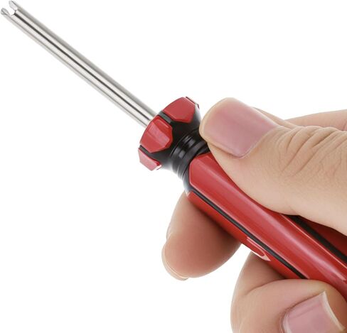 QWORK Tire Repair Tool Set, Dual & Single Head Valve Core Remover Tools, 100 Replacement Valve Stem Cores, Copper Nickel-Plated, Compatible with Cars, Trucks, Motorcycles in Saudi Arabia