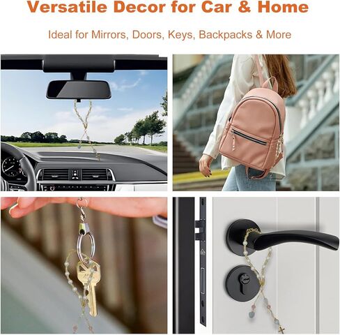 Cross for Car Mirror Hanging Rear View Accessories with Crystal Charm Chains to Hang from Rearview Mirror or Steering Wheel Beaded Hangers and Hanger Decor for Car Window and Balcony in Kuwait