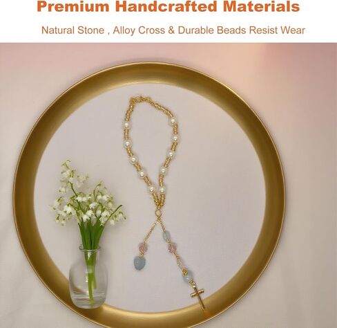 Cross for Car Mirror Hanging Rear View Accessories with Crystal Charm Chains to Hang from Rearview Mirror or Steering Wheel Beaded Hangers and Hanger Decor for Car Window and Balcony in Kuwait