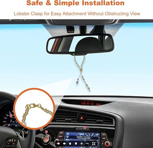 Cross for Car Mirror Hanging Rear View Accessories with Crystal Charm Chains to Hang from Rearview Mirror or Steering Wheel Beaded Hangers and Hanger Decor for Car Window and Balcony in Kuwait