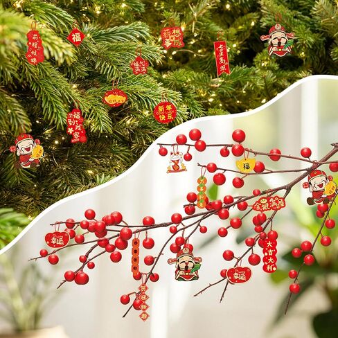 زينة السنة الصينية الجديدة 2026 سنة الحصان ديكور مهرجان الربيع القمري المظاريف الحمراء الفوانيس الورقية زخارف معلقة شخصيات فو نافذة داخلية حفلة عيد الميلاد عيد الميلاد الزفاف in Kuwait