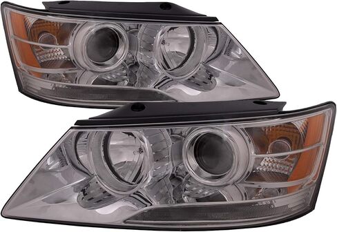 PERDE Headlight Set Chrome Housing Performance Lens Left Driver Right Passenger Compatible with 2009-2010 Hyundai Sonata in Kuwait