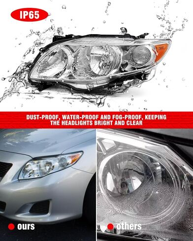 Headlight Assembly compatible with Toyota 09 10 Corolla Base/CE/LE/XLE Models North America Built Vehicle for 2009-2010 Corolla Headlamp Chrome Housing Amber Reflector Replacement L+R（W/O Bulbs） in Saudi Arabia