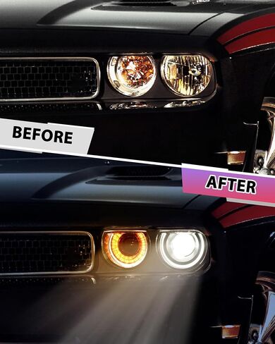 LED Headlights for Dodge Challenger 2008-2014 Accessories, Full LED Projector Head Lamp with Halo White DRL HI/LO Beam Amber Turn Signal, Plug-and-play, Bulbs Included, 2PCS in Saudi Arabia