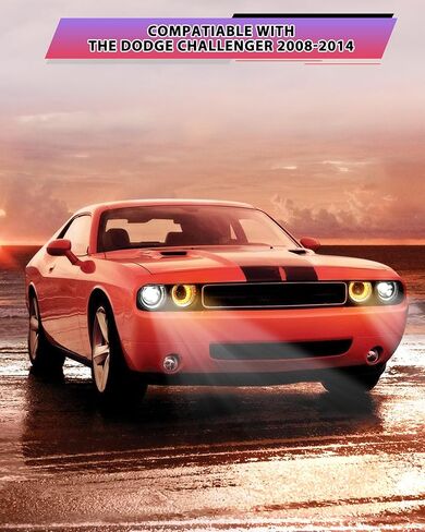 LED Headlights for Dodge Challenger 2008-2014 Accessories, Full LED Projector Head Lamp with Halo White DRL HI/LO Beam Amber Turn Signal, Plug-and-play, Bulbs Included, 2PCS in Saudi Arabia