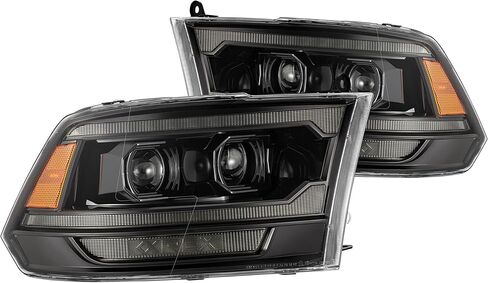 AlphaRex 09-18 RAM 1500 PRO-Series Proj المصابيح الأمامية ألفا أسود مع إشارة تسلسلية وأعلى/متوسط ​​DRL (880563) in Kuwait