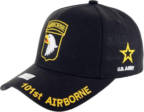 Officially Licensed U.S. Army Military Vietnam Veteran Baseball Cap - 101st Airborne Embroidered U.S. Flag Premium Quality Adjustable Velcro Closure Hat Black in Saudi Arabia