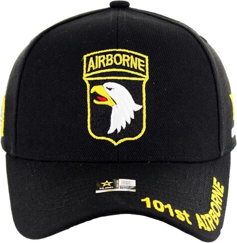 Officially Licensed U.S. Army Military Vietnam Veteran Baseball Cap - 101st Airborne Embroidered U.S. Flag Premium Quality Adjustable Velcro Closure Hat Black in Saudi Arabia