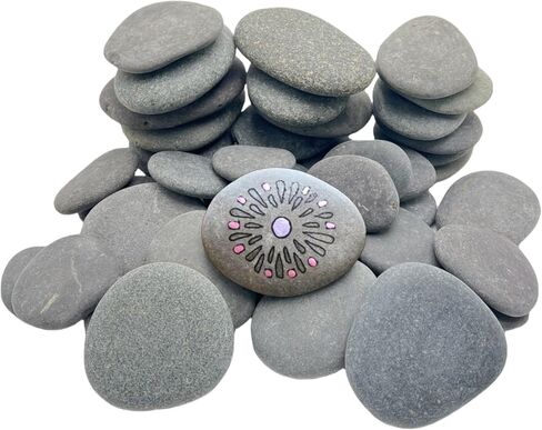 CYLHCM 35 قطعة صخور للرسم، 1.2"-2.0" صخور طلاء مسطحة DIY، صخور ناعمة للحرف اليدوية والفنون والديكور والصخور اللطيفة المختارة يدويًا للرسم in Kuwait