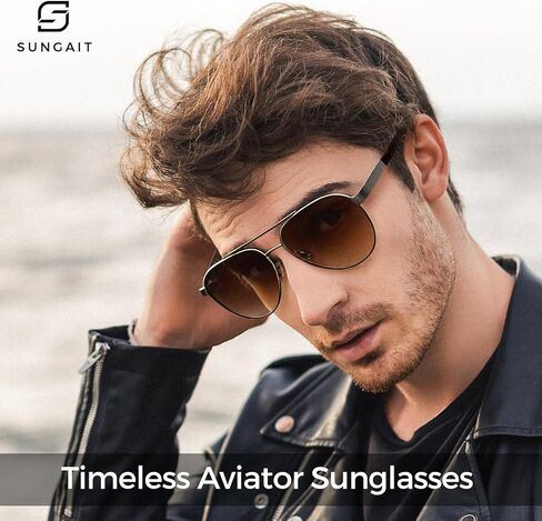 SUNGAIT Aviator Sunglasses for Men Women Polarized UV Protection Military Style Spring Hinges Matte Finish Temples in Saudi Arabia