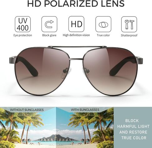 SUNGAIT Aviator Sunglasses for Men Women Polarized UV Protection Military Style Spring Hinges Matte Finish Temples in Saudi Arabia