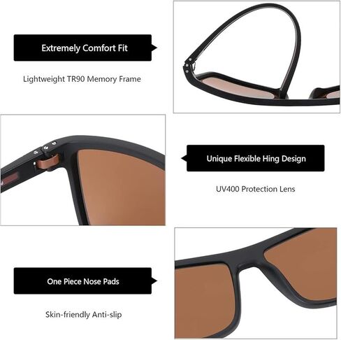 Cyxus 2024 Safety Polarized Sunglasses For Men Women Square Frame Lightweight Eyewear UV Protection P1167 Brown in Saudi Arabia