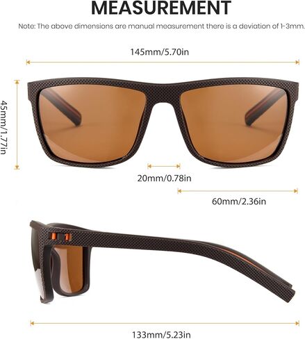 Cyxus 2024 Safety Polarized Sunglasses For Men Women Square Frame Lightweight Eyewear UV Protection P1167 Brown in Saudi Arabia