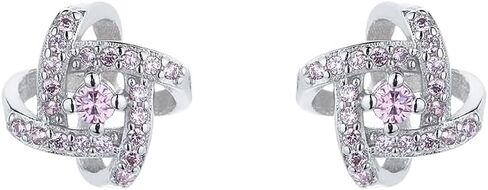 Sterling Silver Love Knot Stud Earrings with crystals in Kuwait