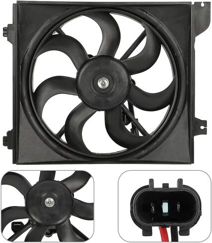 Radiator Cooling Fan Assembly Compatible with 2006-2011 for Kia for Rio 1.6L 2006-2011 for Kia for Rio5 1.6L, Black Radiator Fan Direct Fit Replacement for Engine Cooling Fan in Saudi Arabia