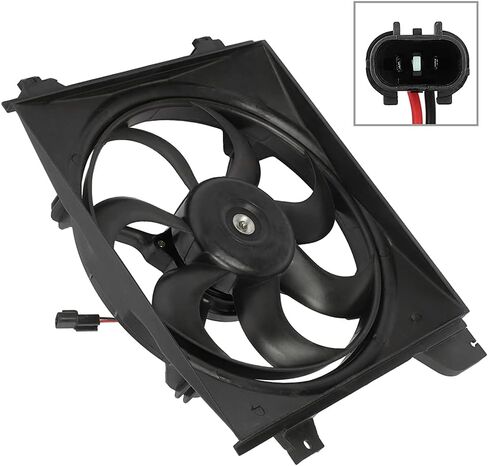 Radiator Cooling Fan Assembly Compatible with 2006-2011 for Kia for Rio 1.6L 2006-2011 for Kia for Rio5 1.6L, Black Radiator Fan Direct Fit Replacement for Engine Cooling Fan in Saudi Arabia